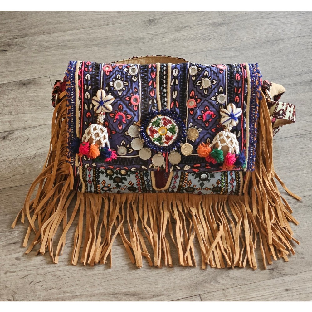 Boho Authentic Made in India Multicolor Beaded Crossbody Shoulder Bag